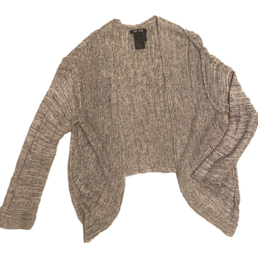 Nic+Zoe high low black white lightweight women’s cardigan size PS